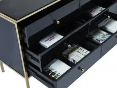Birlea Birlea Fenwick Black Glass and Gold 6 Drawer Chest of Drawers (Assembled)