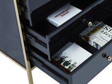 Birlea Birlea Fenwick Black Glass and Gold Merchant 12 Drawer Chest of Drawers (Assembled)