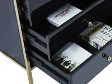Birlea Birlea Fenwick Black Glass and Gold Merchant 12 Drawer Chest of Drawers (Assembled)