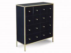 Birlea Birlea Fenwick Black Glass and Gold Merchant 12 Drawer Chest of Drawers (Assembled)
