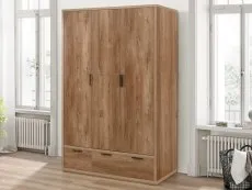 Birlea Furniture & Beds Birlea Stockwell Rustic Oak 3 Door 2 Drawer Triple Wardrobe