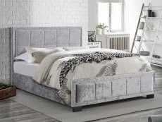Birlea Birlea Hannover Steel Crushed Velvet Glitz Fabric Bed Frame