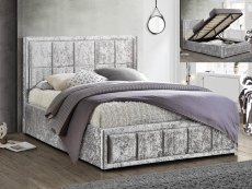 Birlea Birlea Hannover 4ft6 Double Steel Crushed Velvet Glitz Upholstered Fabric Ottoman Bed Frame