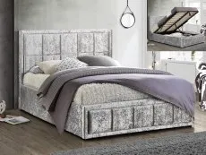 Birlea Furniture & Beds Birlea Hannover 4ft6 Double Steel Crushed Velvet Glitz Fabric Ottoman Bed Frame