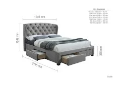 Birlea Birlea Hope Grey Velvet 4 Drawer Storage Bed Frame