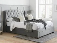 Birlea Birlea Hope Grey Velvet 4 Drawer Storage Bed Frame