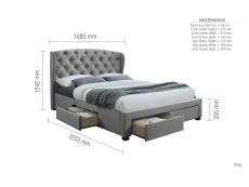 Birlea Furniture & Beds Birlea Hope 5ft King Size Grey Velvet Fabric 4 Drawer Bed Frame