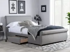 Birlea Furniture & Beds Birlea Lancaster 4ft6 Double Grey Fabric 2 Drawer Bed Frame