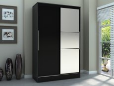 Birlea Birlea Lynx Black High Gloss Sliding Door Mirrored Large Double Wardrobe (Flat Packed)