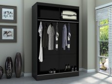Birlea Birlea Lynx Black High Gloss Sliding Door Mirrored Large Double Wardrobe (Flat Packed)