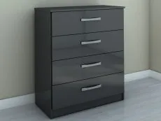 Birlea Furniture & Beds Birlea Lynx Black High Gloss 4 Drawer Chest of Drawers