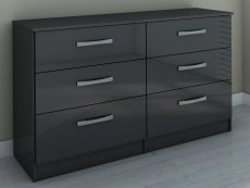 Birlea Birlea Lynx Black High Gloss 6 Drawer Chest of Drawers (Flat Packed)