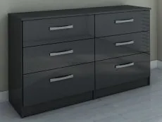 Birlea Birlea Lynx Black High Gloss 6 Drawer Chest of Drawers