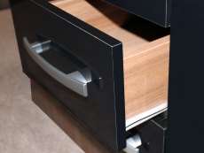 Birlea Birlea Lynx Black High Gloss and Walnut 3 Door 2 Drawer Mirrored Triple Wardrobe (Flat Packed)