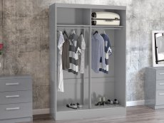 Birlea Birlea Lynx Grey High Gloss Sliding Door Mirrored Large Double Wardrobe (Flat Packed)