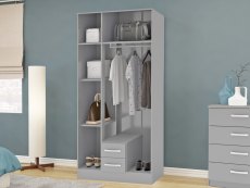 Birlea Birlea Lynx Grey High Gloss 3 Door 2 Drawer Mirrored Triple Wardrobe (Flat Packed)