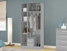 Birlea Lynx Grey High Gloss 3 Door 2 Drawer Mirrored Triple Wardrobe