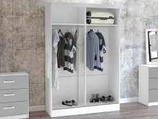 Birlea Birlea Lynx Grey High Gloss and White Sliding Door Mirrored Large Double Wardrobe (Flat Packed)