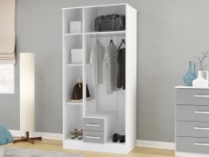 Birlea Birlea Lynx Grey High Gloss and White 3 Door 2 Drawer Mirrored Triple Wardrobe (Flat Packed)