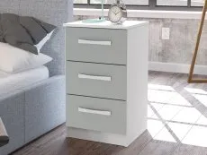 Birlea Birlea Lynx Grey High Gloss and White 3 Drawer Bedside Table