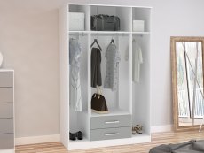 Birlea Birlea Lynx Grey High Gloss and White 4 Door 2 Drawer Mirrored Large Wardrobe (Flat Packed)
