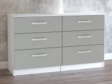 Birlea Birlea Lynx Grey High Gloss and White 6 Drawer Chest of Drawers