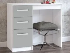 Birlea Birlea Lynx Grey High Gloss and White Single Pedestal Dressing Table