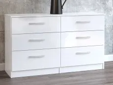 Birlea Birlea Lynx White High Gloss 6 Drawer Chest of Drawers