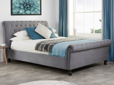 Birlea Opulence 4ft6 Double Grey Velvet Upholstered Fabric Bed Frame