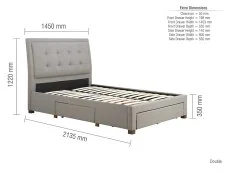 Birlea Birlea Shelby Grey Fabric 3 Drawer Storage Bed Frame