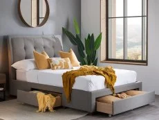 Birlea Birlea Shelby Grey Fabric 3 Drawer Storage Bed Frame