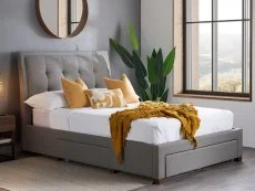 Birlea Birlea Shelby Grey Fabric 3 Drawer Storage Bed Frame