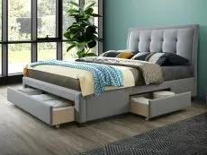 Birlea Furniture & Beds Birlea Shelby 5ft King Size Grey Fabric 3 Drawer Bed Frame