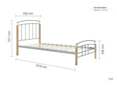 Birlea Birlea Tetras Silver and Beech Metal Bed Frame