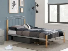 Birlea Birlea Tetras Silver and Beech Metal Bed Frame