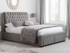 Birlea Furniture & Beds Birlea Valentino 4ft6 Double Grey Fabric 2 Drawer Bed Frame