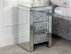 Birlea Birlea Vienna 3 Drawer Crushed Diamond Mirrored Bedside Cabinet (Assembled)
