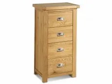 Birlea Birlea Woburn 4 Drawer Oak Wooden Narrow Chest of Drawers (Assembled)