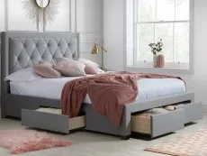 Birlea Furniture & Beds Birlea Woodbury 4ft6 Double Grey Fabric 4 Drawer Bed Frame