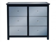 Core Ayr Carbon Grey 3+3 Drawer Mirrored Wide Chest of Drawers (Flat Packed)