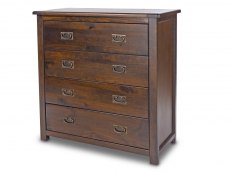 Core Boston 4 Drawer Dark Antique Pine Wooden Chest of Drawers (Flat Packed)