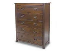 Core Core Boston 5 Drawer Dark Antique Pine Wooden Chest of Drawers