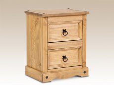 Core Corona 2 Drawer Pine Wooden Small Bedside Cabinet (Flat Packed)