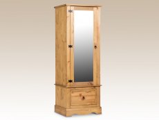 Core Corona Pine Wooden Armoire with Mirrored Door (Flat Packed)