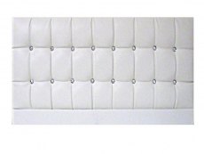 Designer Saturn Bling 4ft Small Double White Faux Leather Upholstered Fabric Headboard