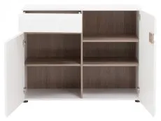Furniture To Go Furniture To Go Chelsea White High Gloss and Oak 1 Drawer 2 Door Wide Sideboard