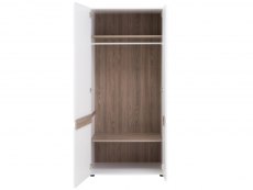 Furniture To Go Chelsea White High Gloss and Truffle Oak 2 Door Double Wardrobe (Flat Packed)