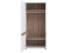 Furniture To Go Furniture To Go Chelsea White High Gloss and Truffle Oak 2 Door Double Wardrobe (Flat Packed)