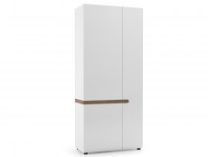 Furniture To Go Furniture To Go Chelsea White High Gloss and Truffle Oak 2 Door Double Wardrobe (Flat Packed)
