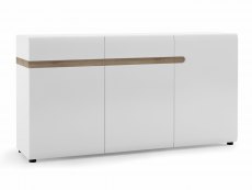 Furniture To Go Furniture To Go Chelsea White High Gloss and Truffle Oak 2 Drawer 3 Door Sideboard (Flat Packed)